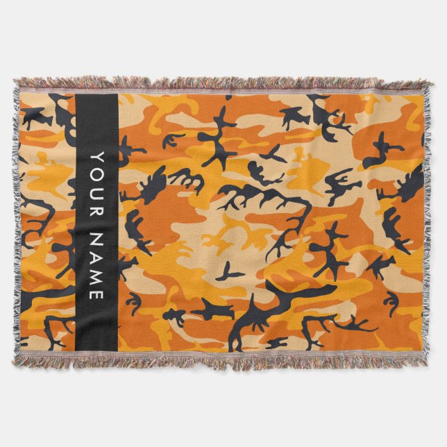 Couverture Camouflage Orange Personnaliser votre nom (Devant)