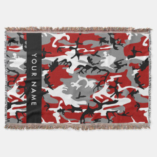 Couverture Camouflage rouge et gris Votre nom Personnaliser