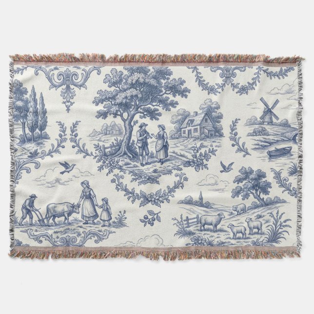 Couverture Campagne française - Toile bleue et crème de la ca (Devant)