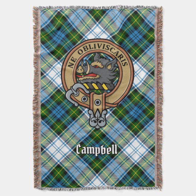 Couverture Campbell Crest sur tartan de robe (devant Vertical)