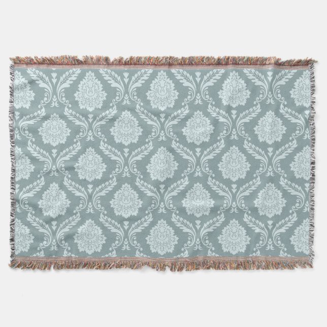 Couverture Canard Rococo Motif Damassé Œuf Bleu+Turquoise (Devant)