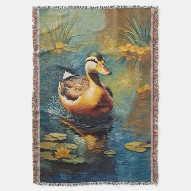 Couverture Canard Tranquille Sur Un Étang Peinture Artistique (devant Vertical)