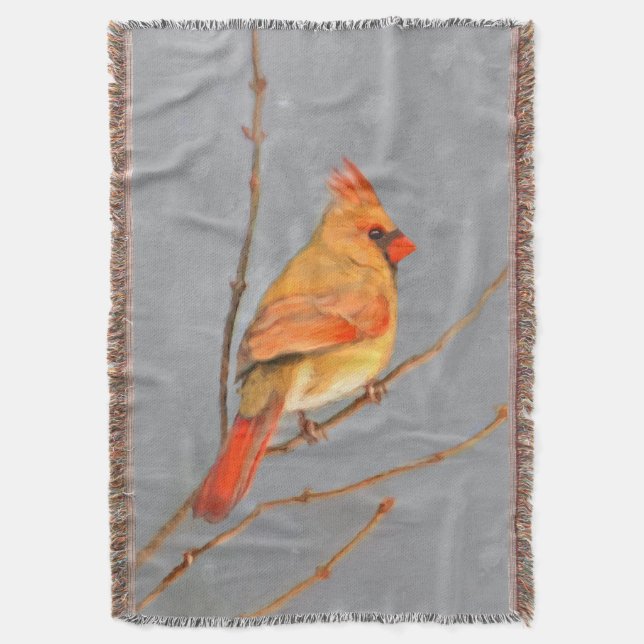 Couverture Cardinal sur la peinture de branche - Art original (devant Vertical)