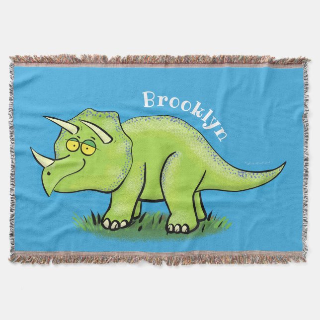 Couverture Caricature de dinosaure de triceratops vert mignon (Devant)