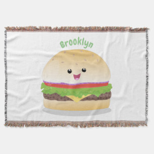 Couverture Caricature de hamburger kawaii joyeux
