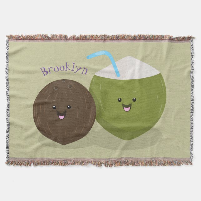 Couverture Caricature de noix de coco kawaii joyeux (Devant)