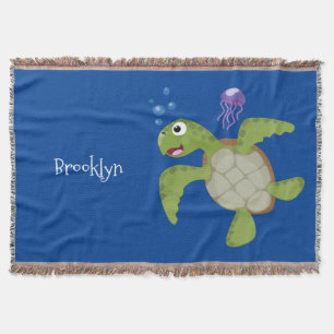 Couverture Caricature joyeuse de tortue de mer verte mignonne