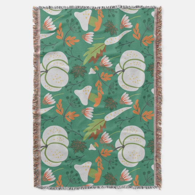 Couverture Carottes et champignons motifs sans soudure citrou (devant Vertical)