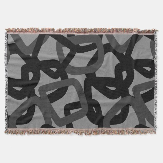Couverture Carré Tangle noir et gris charbon (Devant)