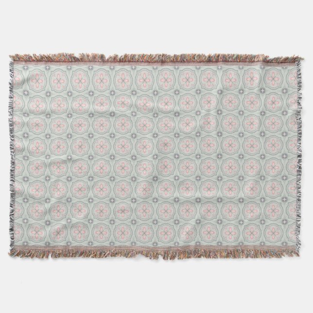 Couverture Carreaux Floraux Pastel Verts (Devant)