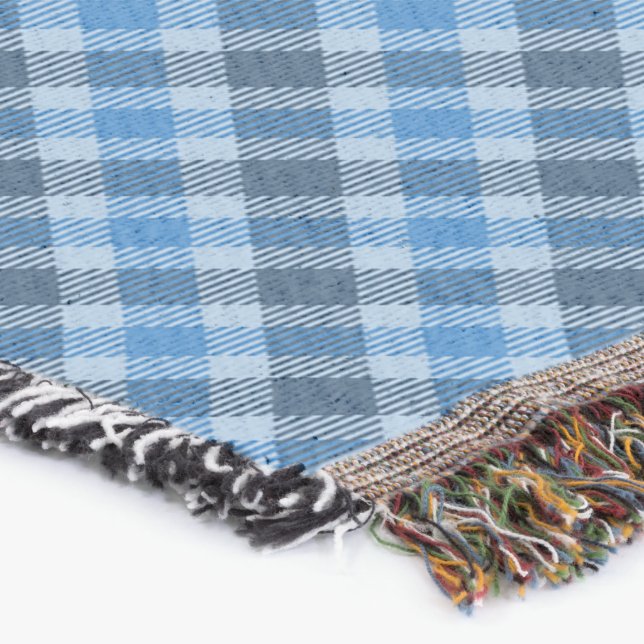 Couverture Carreaux Gingham Bleu de Base/Bleu Bébé en Diagona (Coin)