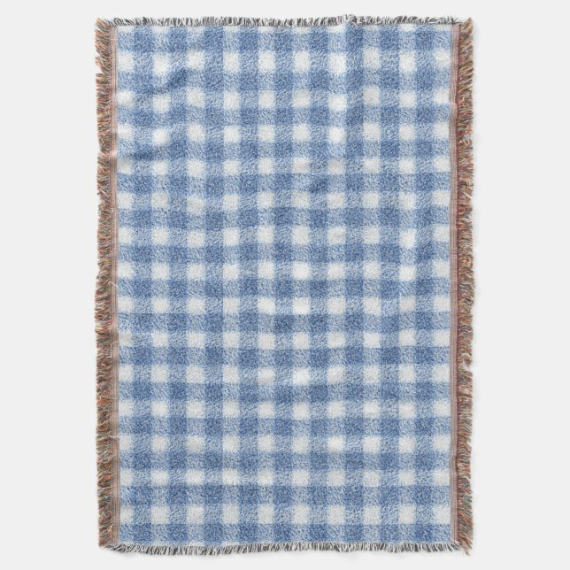Couverture Carreaux Gingham Bleu et Blanc Classiques  (devant Vertical)