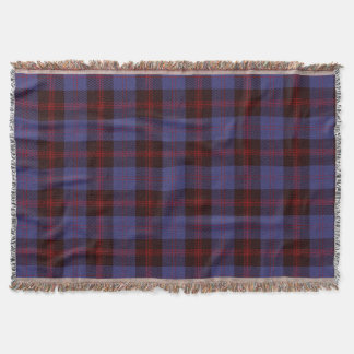 Couverture carreaux tartan bleu marine rouge