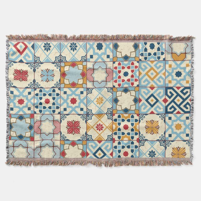 Couverture Carrelage marocain, motif sans couture colorée. (Devant)