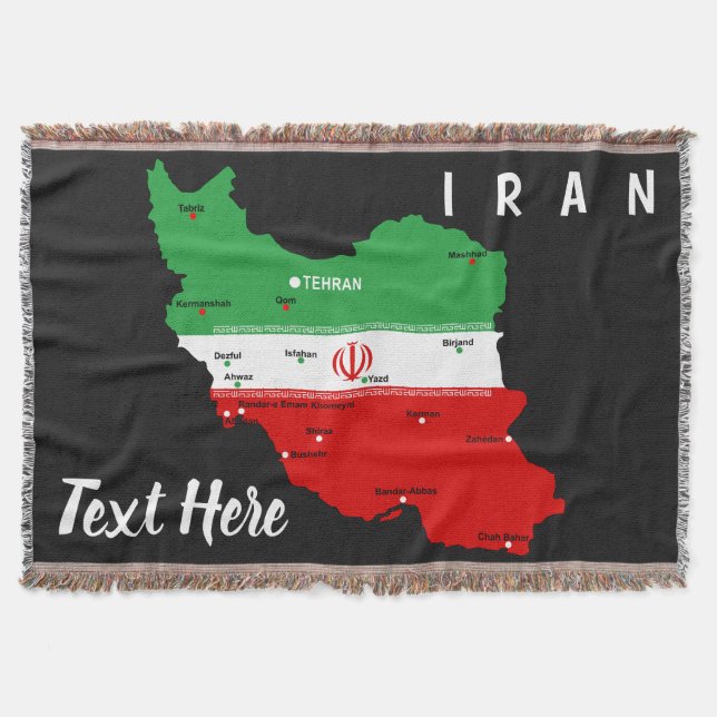 Couverture Carte de l'Iran avec drapeau et emblème (Devant)