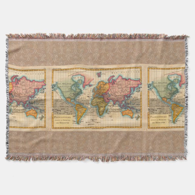 Couverture Carte du Monde 1780 Bonne Antique Planisphère  (Devant)