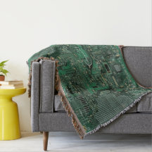 Carte Green Circuit Cotton Thon Blanket