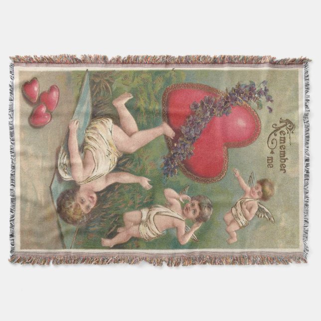 Couverture Carte postale vintage Cupid Cherub Red Hearts Vale (Devant)