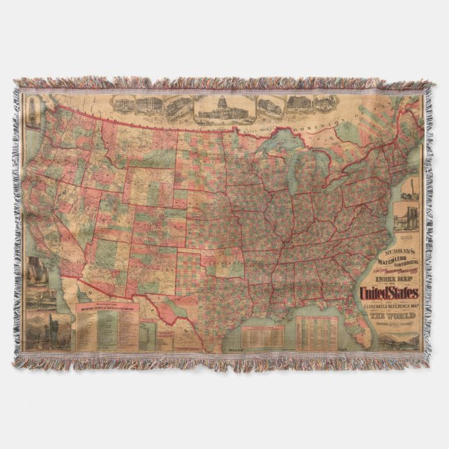 Couverture Carte vintage des États-Unis (1883) (Devant)