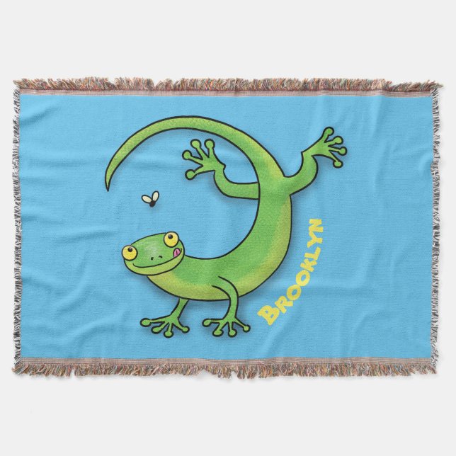 Couverture Cartoon de lézard vert heureux avec une salutation (Devant)