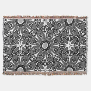 Couverture Cercle de paon blanc noir tissé Lame