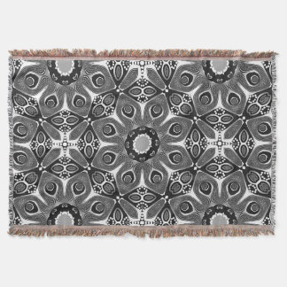Couverture Cercle de paon blanc noir tissé Lame