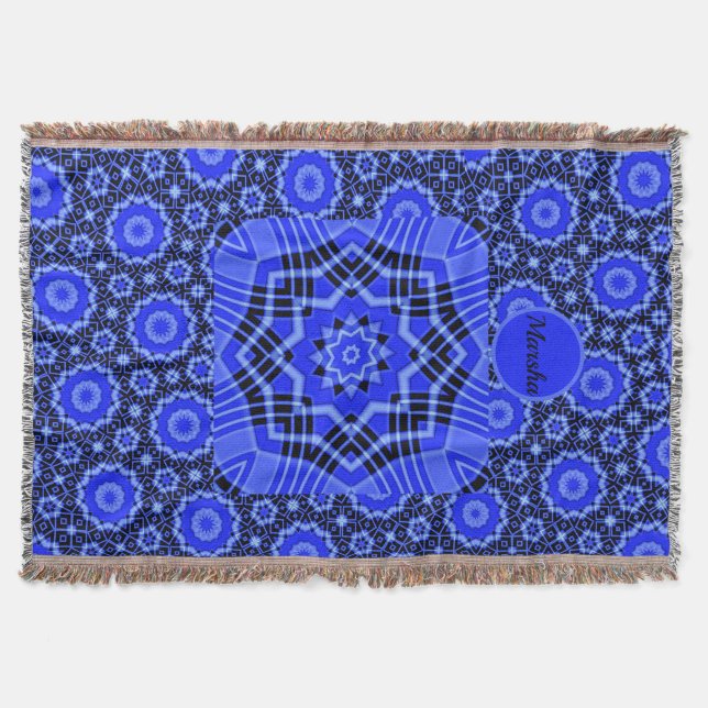 Couverture Cercles bleus Abstrait Flore Lance Blanche (Devant)