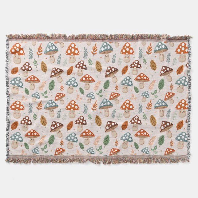 Couverture Champignon, Feuillage d'automne, Motif de la natur (Devant)