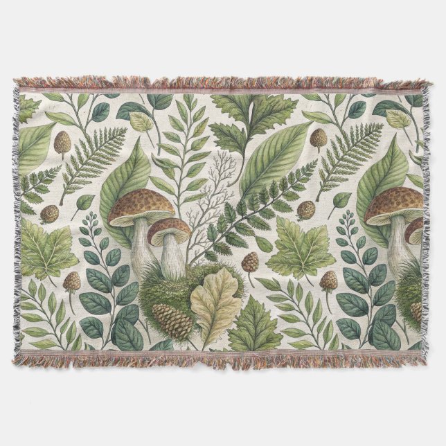 Couverture Champignons des bois Pinecones Ferns Motif d'autom (Devant)