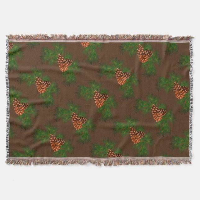 Couverture Charme rustique du nord, motif de pommes de pin (Devant)