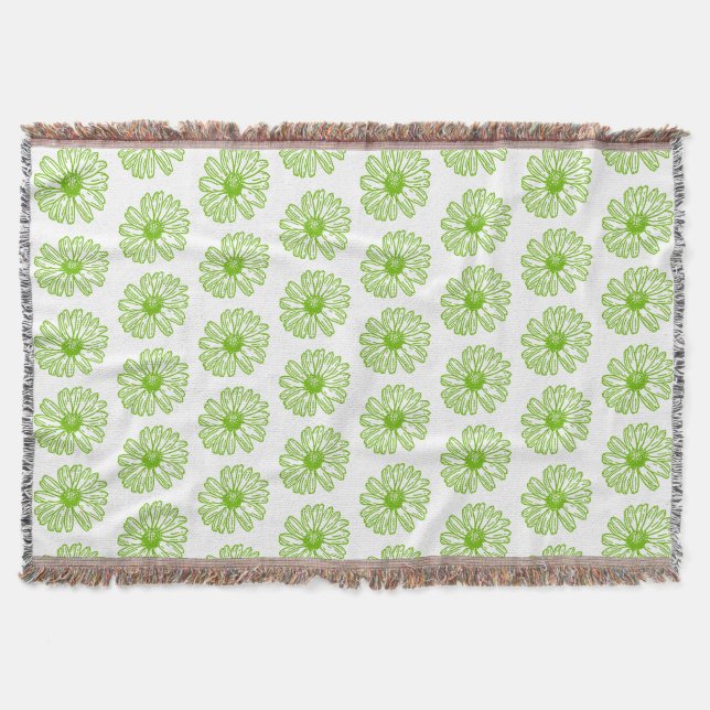 Couverture Chartreuse Green Daisy Print, Hippie Flower Print (Devant)