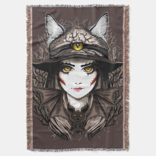 Couverture Chat de sorcière Halloween Déplaisant Portrait mig