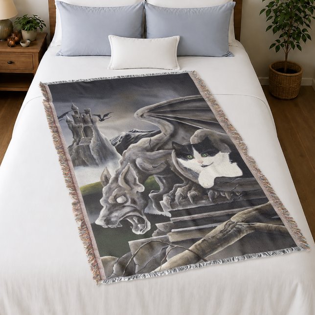 Couverture Chat gargoyle gothique château de fantasy sombre (Créateur téléchargé)