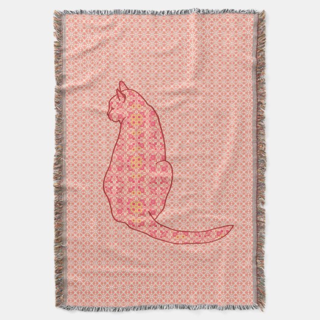 Couverture Chat japonais - Coral Orange Batik (devant Vertical)