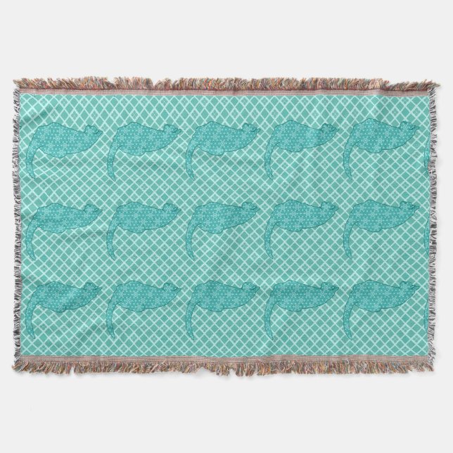 Couverture Chat japonais - Kimono turquoise (Devant)