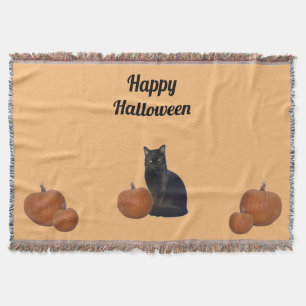 Couverture Chat noir et cinq Citrouilles heureux Halloween or