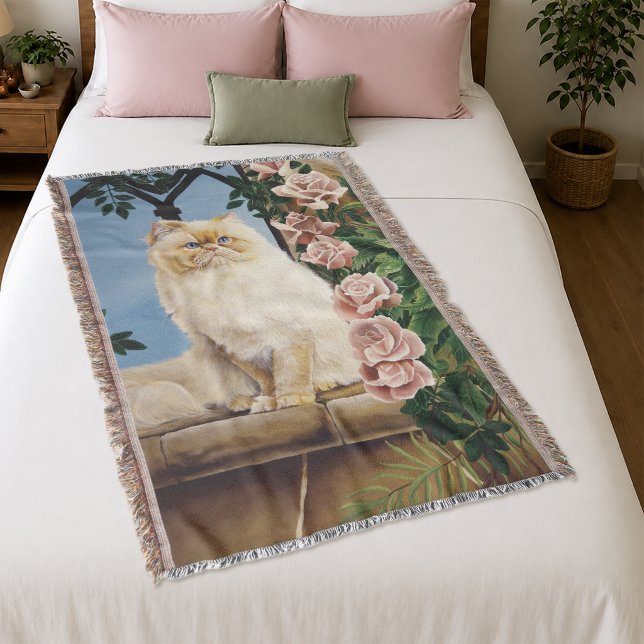 Couverture Chat Persan Crème Envoûtant Rose Forêt Dryade (Créateur téléchargé)