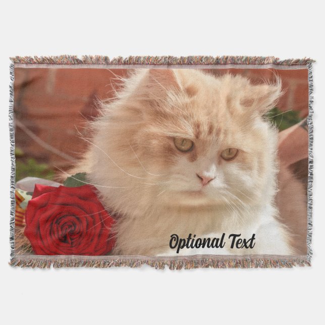 Couverture Chat perse avec une Rose rouge (Devant)