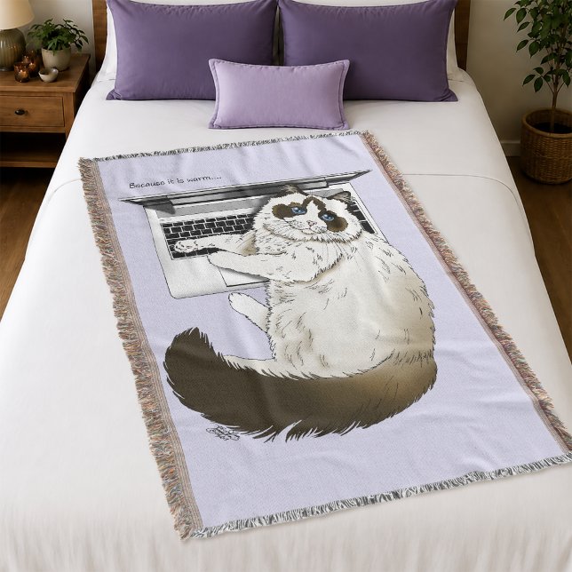 Couverture Chat Ragdoll Fluffy Ordinateur Portable Lavande Dr (Créateur téléchargé)