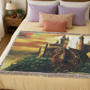 Couverture Château du dragon au coucher de soleil rouge Fanta