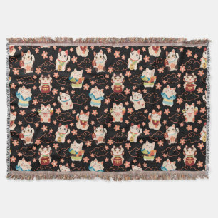 Couverture Chats Chanceux Maneki Neko Motif