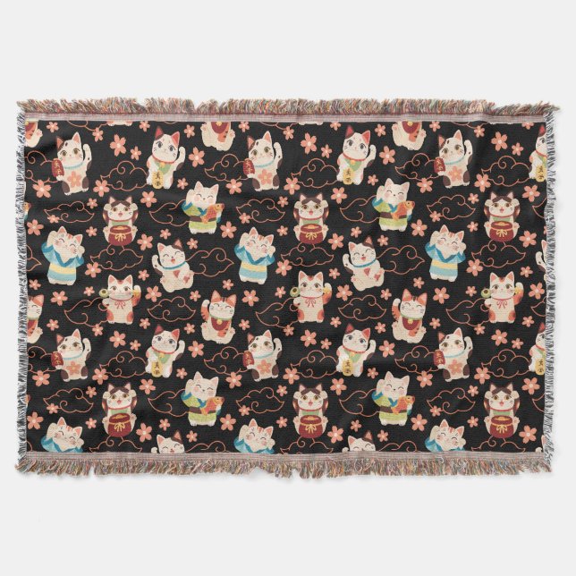 Couverture Chats Chanceux Maneki Neko Motif (Devant)