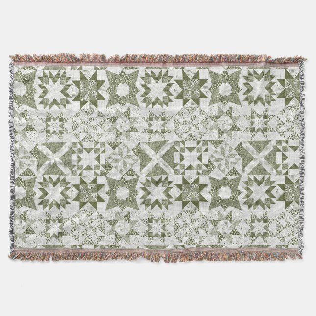 Couverture Cheater Traditionnel Patchwork Stars Quilt Green (Devant)
