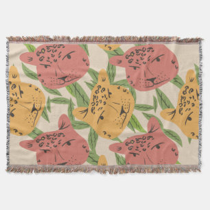 Couverture Cheetah Jungle Plante verdure Coral vert