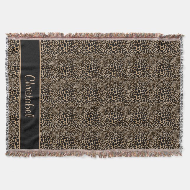 Couverture Cheetah Print Spots Black & Tan Custom Name (Devant)