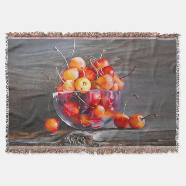 Couverture Cherry Still Life in Glass Stretched Canvas Print (Devant)