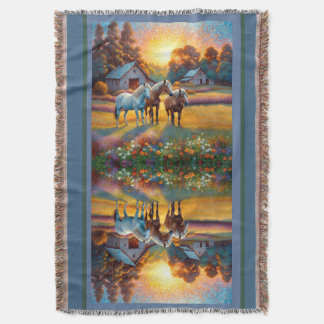Couverture Cheval dans la prairie de fleurs sauvages de la fe
