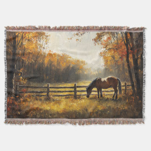 Couverture Cheval dans le champ Golden Hour Peinture