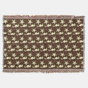 Couverture Cheval de mer et poisson d'eau - brun foncé et bei