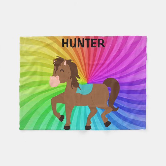 Couverture Cheval & Rainbows personnalisée pour le (Devant (Horizontal))